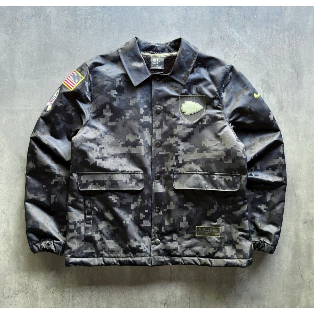 Nike Kansas City Chiefs Salute to Service Jacket Mens M Camo Sherpa NFL NWOT